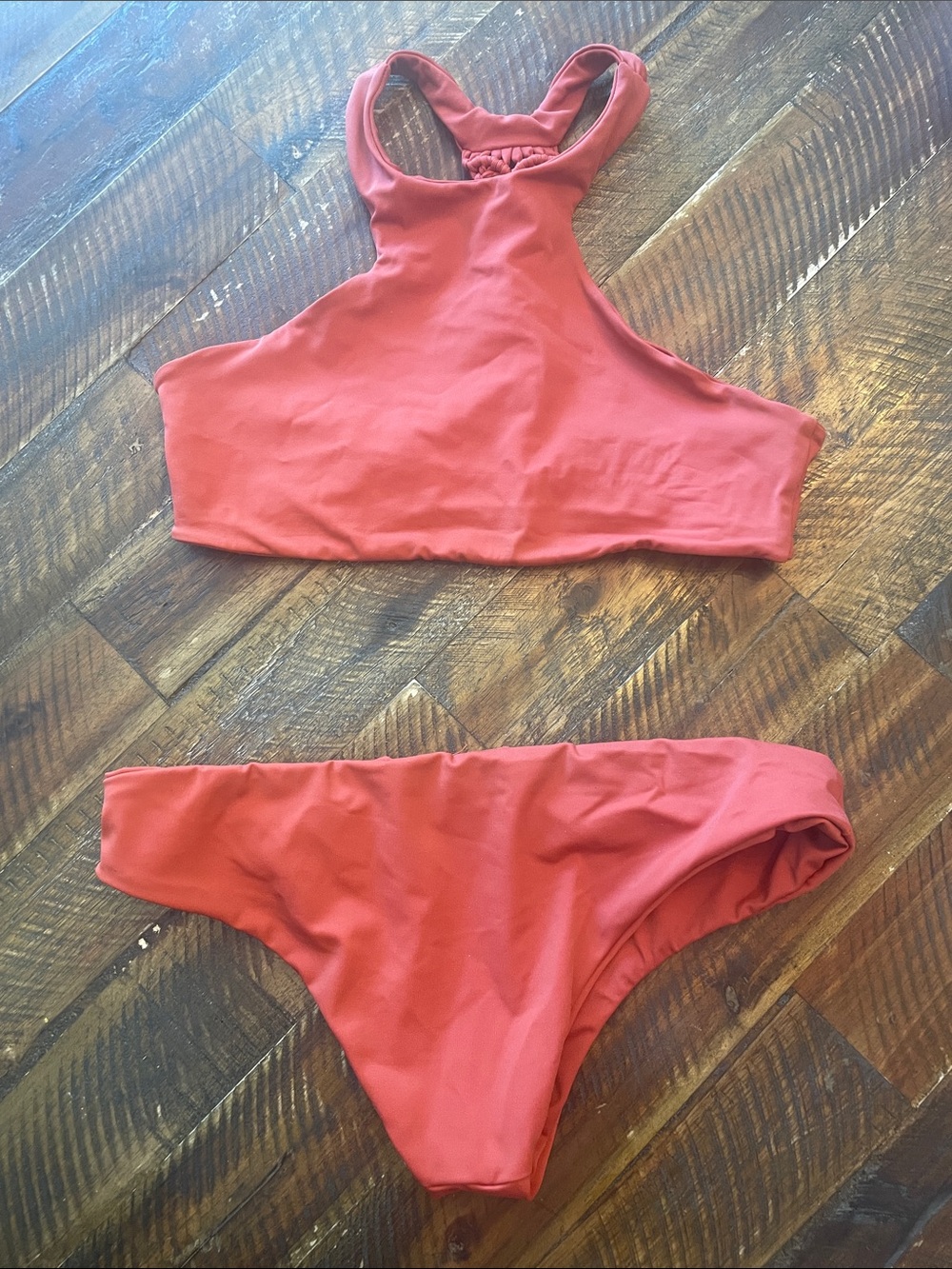 Rust Red Crochet Racerback Bikini Set - Picture 2 of 2